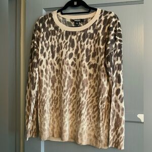 DKNY Printed Crewneck Cashmere Blend Sweater